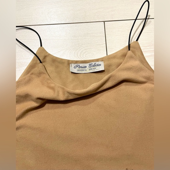 Women's Parisian Collection Tan Faux Suede Laser Cut String Cami Top Size S/M - Picture 2 of 5